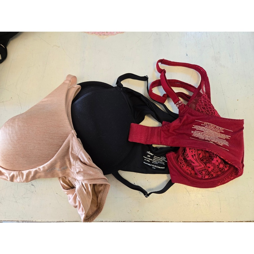 Lot of Three Bras 34D Adore Me Soma Victoria's Secret GUC